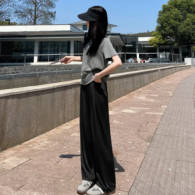黑恐龙 美式潮牌宽松直筒百搭透气时尚舒适个性简约运动阔腿拖地休闲裤 男女同款