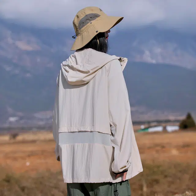 黑恐龙 柔软舒适透气钓鱼服休闲宽松百搭连帽简约防紫外线长袖防晒服 男女同款