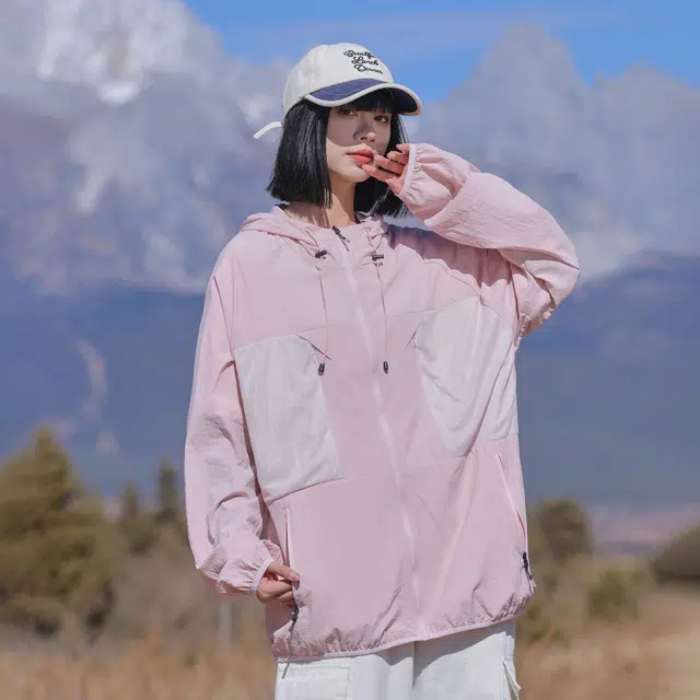 黑恐龙 潮牌简约连帽户外出行运动皮肤衣休闲轻薄柔软宽松透气时尚个性长袖防晒服 男女同款