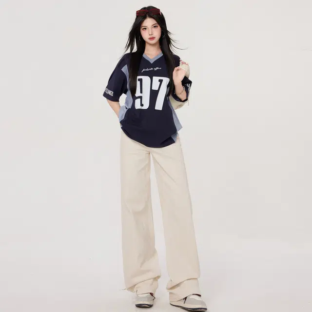 黑恐龙 美式潮牌小众设计感宽松休闲百搭舒适阔腿时尚牛仔裤 男女同款