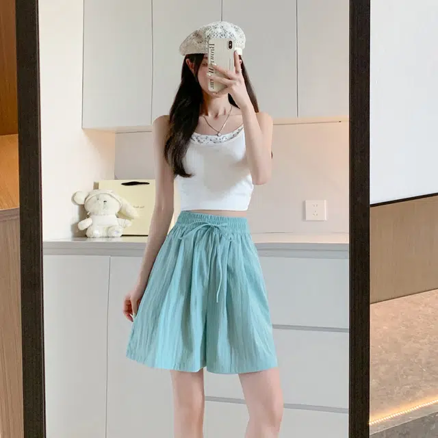 黑恐龙 夏季潮牌个性阔腿直筒舒适柔软亲肤透气时尚百搭个性简约休闲短裤 男女同款