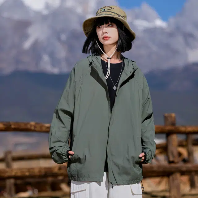黑恐龙 柔软舒适透气钓鱼服休闲宽松百搭连帽简约防紫外线长袖防晒服 男女同款