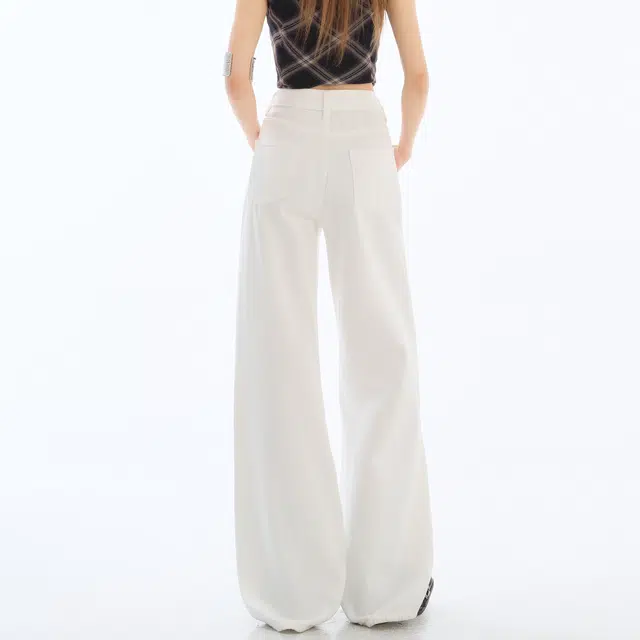 黑恐龙 美式复古潮牌小众高级宽松垂感阔腿拖地慵懒风出行时尚百搭透气牛仔裤 男女同款