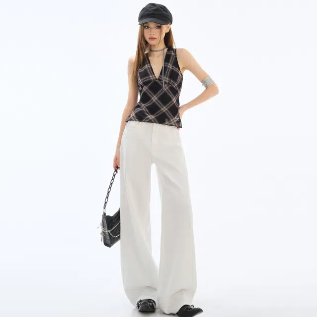 黑恐龙 美式复古潮牌小众高级宽松垂感阔腿拖地慵懒风出行时尚百搭透气牛仔裤 男女同款