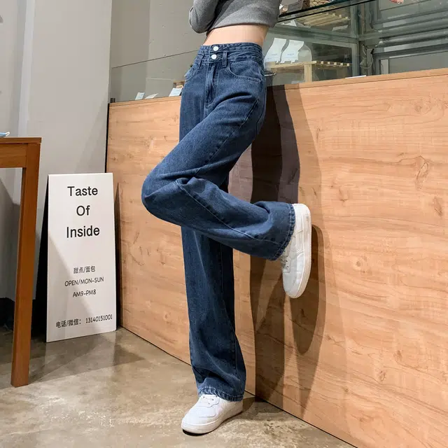 黑恐龙 美式复古潮牌宽松阔腿百搭垂感舒适时尚小众设计休闲牛仔裤 男女同款