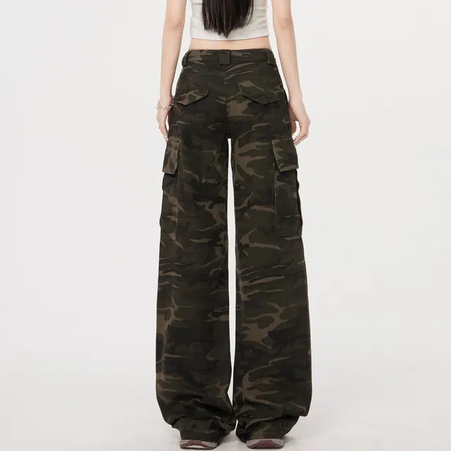 黑恐龙 美式潮牌工装多口袋迷彩直筒宽松百搭阔腿休闲垂感时尚牛仔裤 男女同款