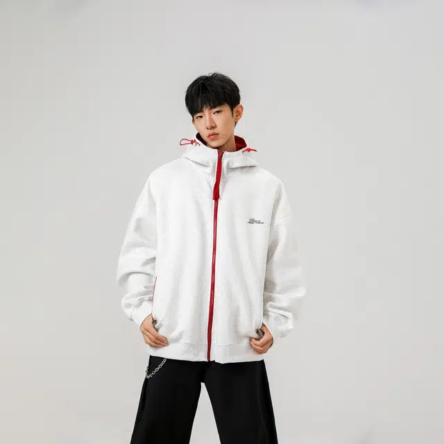 黑恐龙 美式高街潮流字母印花立体纯色休闲宽松时尚百搭舒适垂感无性别主义户外运动日常通勤长袖开衫连帽卫衣 男女同款