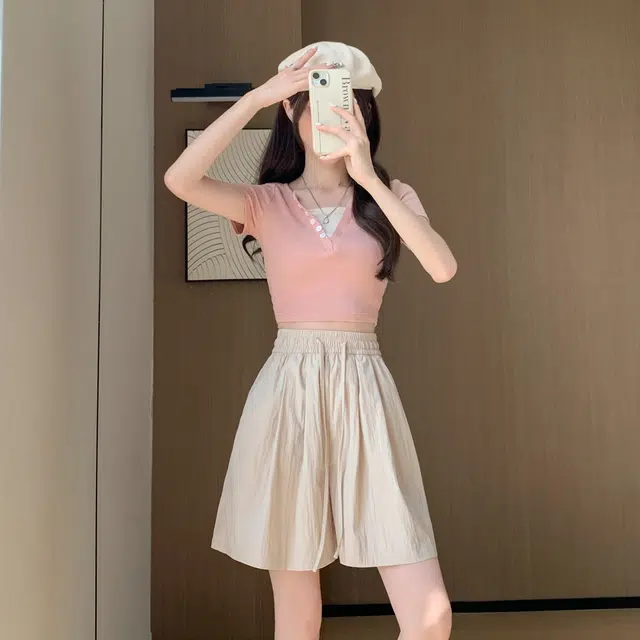黑恐龙 夏季潮牌个性阔腿直筒舒适柔软亲肤透气时尚百搭个性简约休闲短裤 男女同款