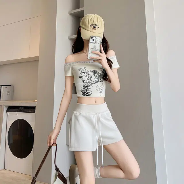 黑恐龙 美式潮牌骑行运动高腰抽绳直筒宽松百搭柔软透气舒适时尚个性休闲短裤 男女同款