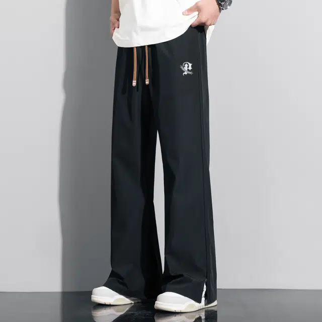 黑恐龙 日系潮牌复古高街松紧腰直筒宽松百搭垂感柔软阔腿简约小众休闲裤 男女同款