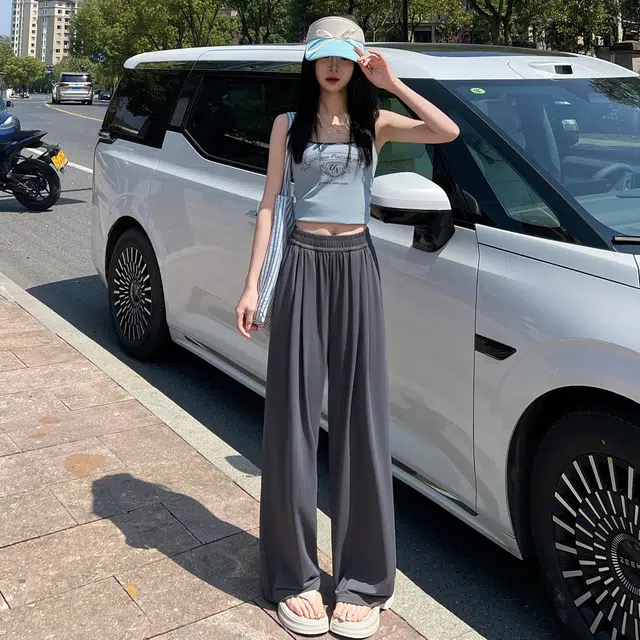 黑恐龙 美式潮牌宽松直筒百搭透气时尚舒适个性简约运动阔腿拖地休闲裤 男女同款