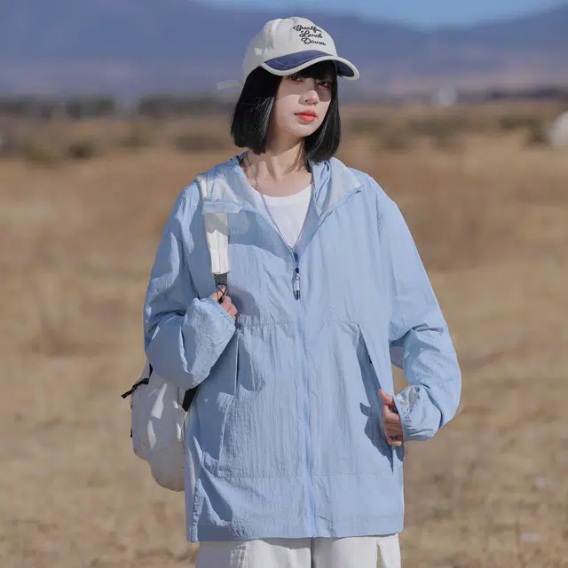 黑恐龙 夏季潮牌个性简约连帽皮肤衣休闲百搭宽松透气柔软轻薄亲肤户外出行运动防晒服 男女同款