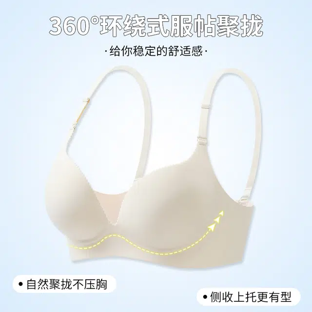 戴维诗 无痕内衣女聚拢小胸显大收副乳防下垂漫画胸平胸无钢圈文胸 女款