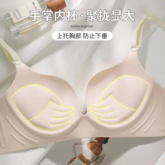 戴维诗 无痕内衣女聚拢小胸显大收副乳防下垂漫画胸平胸无钢圈文胸 女款