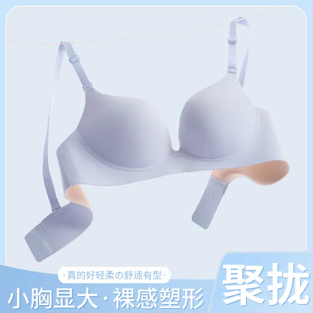 戴维诗 无痕内衣女聚拢小胸显大收副乳防下垂漫画胸平胸无钢圈文胸 女款