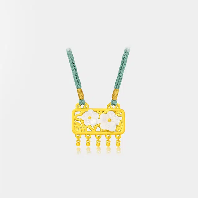 曼卡龙 凝窗梅语（含编绳） 足金 按克计价 黄金项链 女款