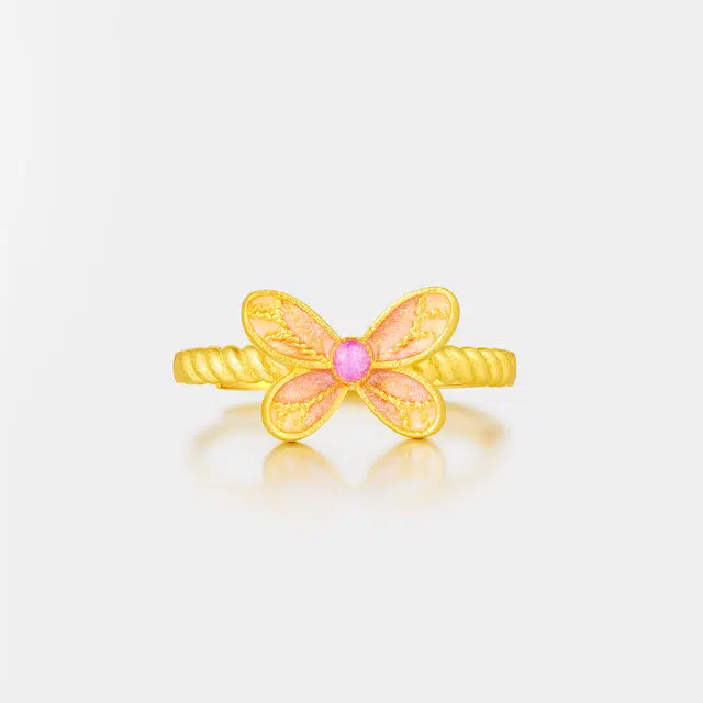 曼卡龙 莫奈幻紫蝶 足金 按克计价 黄金戒指 女款