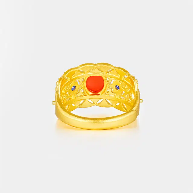 曼卡龙 金丝红鸢 倒模工艺 足金 按克计价 黄金戒指 女款