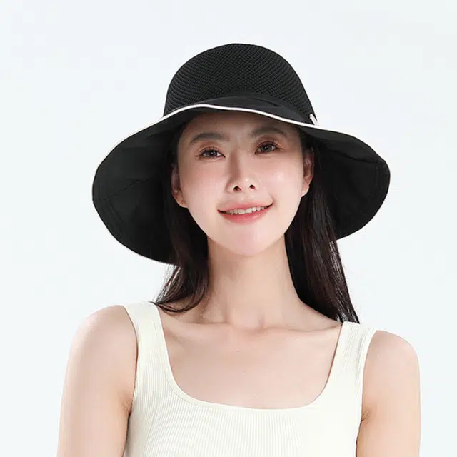 匹克 户外出行休闲旅游运动骑行舒适网孔透气蝴蝶结大帽檐圆顶 聚酯纤维 防晒帽 女款