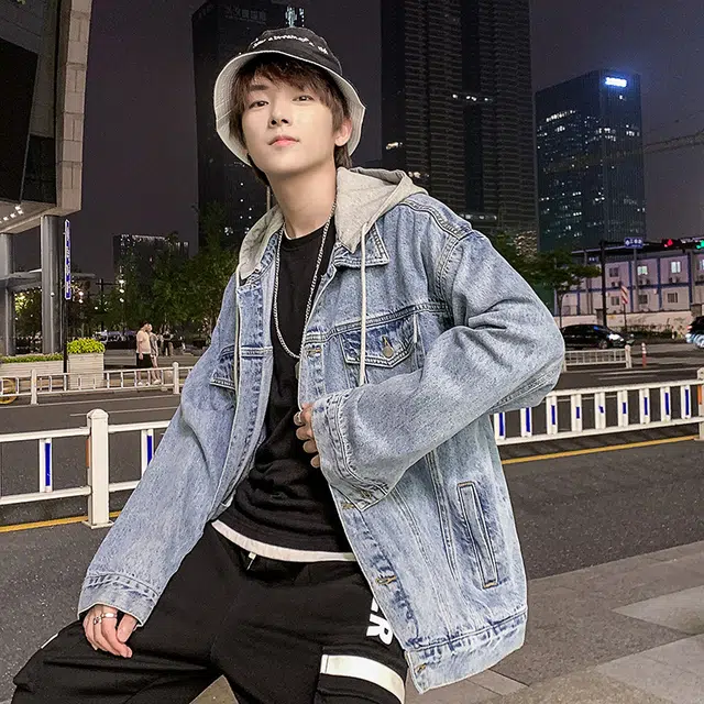 百胜狐 百胜狐美式牛仔外套男春秋季复古工装休闲百搭翻领上衣夹克 男款