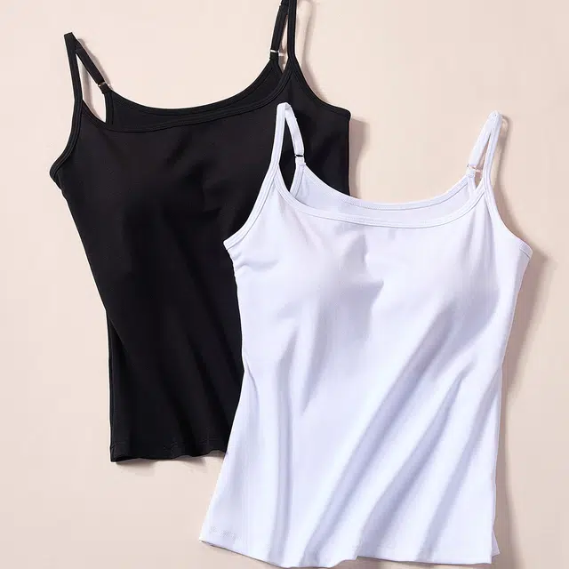 舒雅 纯色百搭基础款细肩带打底吊带背心 女款
