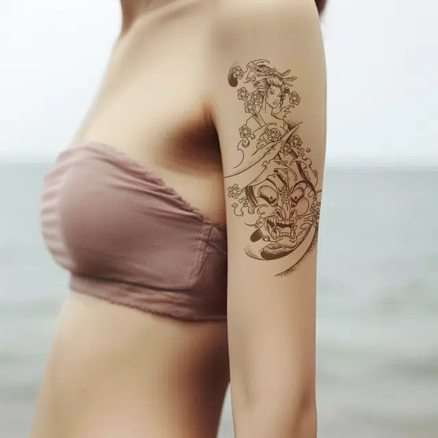 猎己  女神般若草本纹身贴 防水防汗不反光手臂小腿脖子胸口手指满背半甲 小众男女
