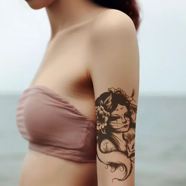 猎己   绮卉艺影草本纹身贴 防水防汗不反光手臂小腿脖子胸口手指满背半甲 小众男女