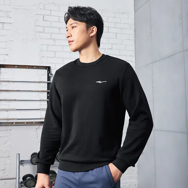 鸿星尔克 综训系列 简约休闲百搭宽松套头圆领加厚运动长袖卫衣 男款