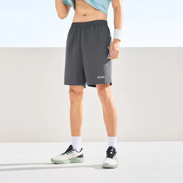 鸿星尔克 字母图案吸湿排汗舒适简约运动短裤 男款 深灰