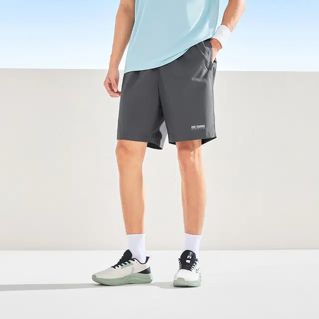 鸿星尔克 字母图案吸湿排汗舒适简约运动短裤 男款 深灰