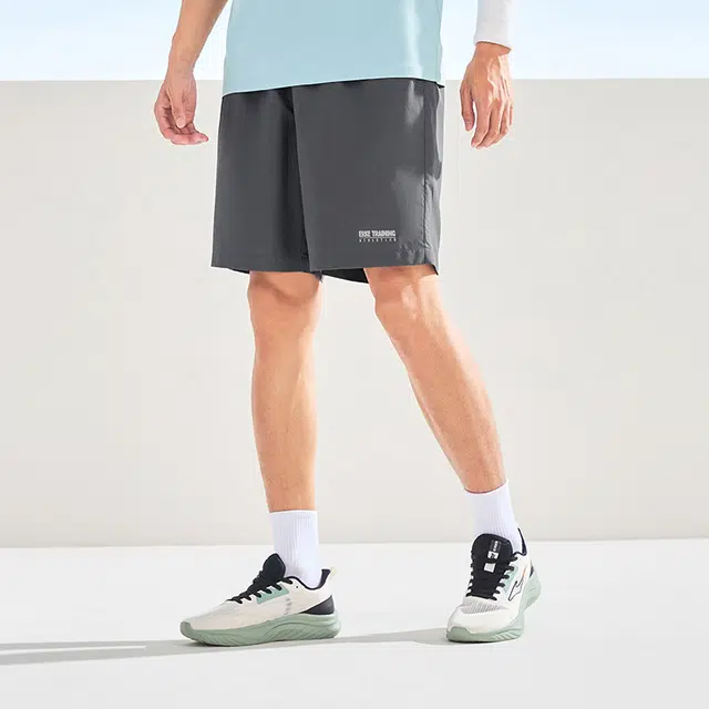 鸿星尔克 字母图案吸湿排汗舒适简约运动短裤 男款 深灰