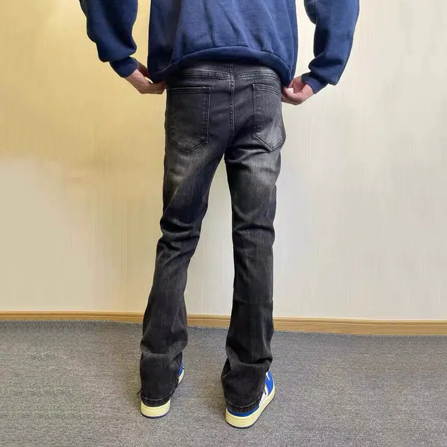 拾个壹先生 美式高街重磅水洗做旧微喇百搭休闲复古风牛仔裤 男女同款