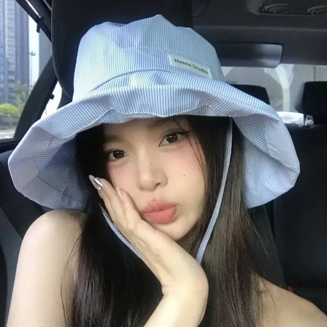 佩洛依 大头围显脸小学院风户外度假条纹清新夏季时尚百搭遮阳盆帽 聚酯纤维 渔夫帽 男女同款情侣款