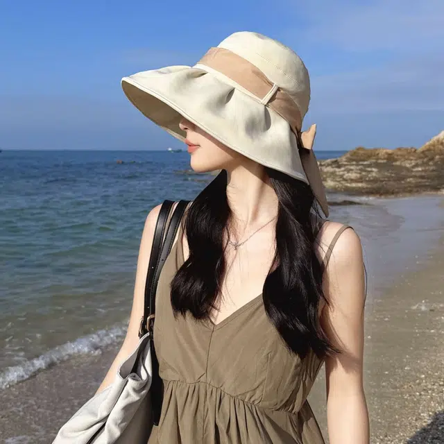 佩洛依 蝴蝶结出游海边防紫外线遮阳 锦纶 渔夫帽 女款