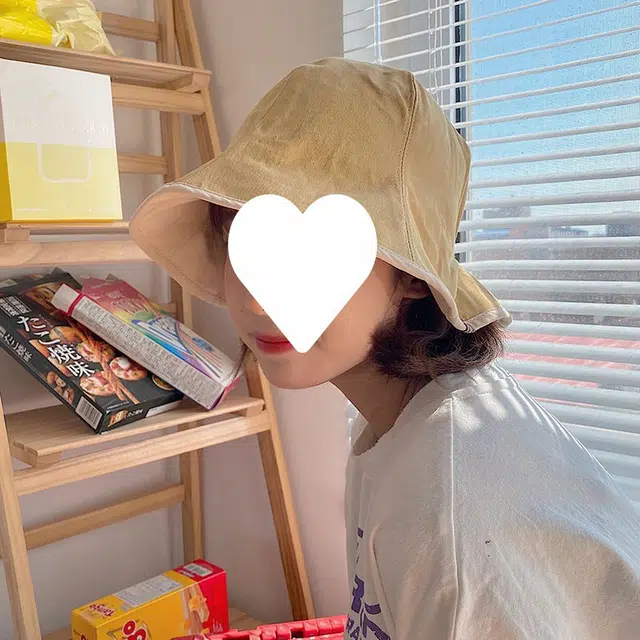 佩洛依 褶皱松紧显脸小双面戴防晒 棉涤 渔夫帽 女款