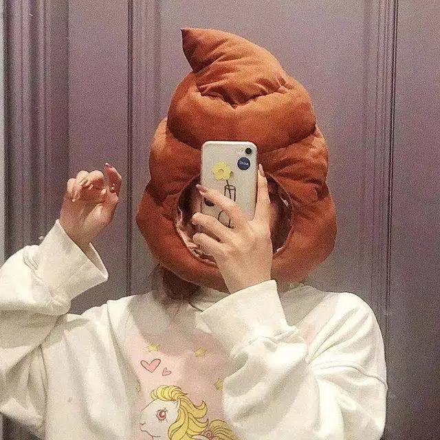 佩洛依 便便头套保暖可爱搞怪粑粑冬天 涤纶 帽子 男女同款情侣款