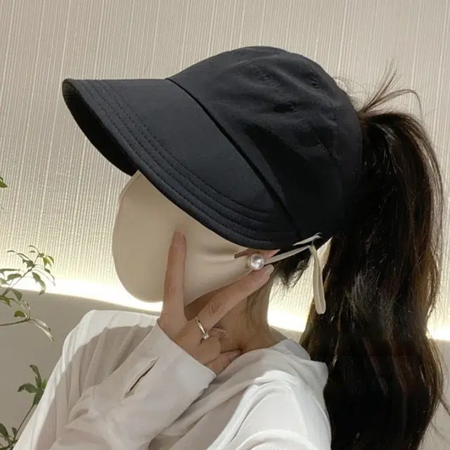 佩洛依 空顶可扎马尾太阳帽户外遮阳防晒帽 聚酯纤维 鸭舌帽 男女同款情侣款
