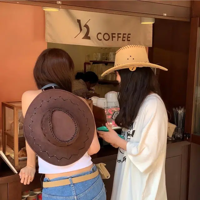 佩洛依 美式复古宽檐西部牛仔帽 四季款户外旅游运动防晒 涤纶 渔夫帽 男女同款情侣款