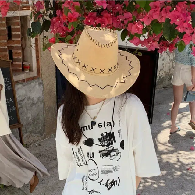 佩洛依 美式复古宽檐西部牛仔帽 四季款户外旅游运动防晒 涤纶 渔夫帽 男女同款情侣款