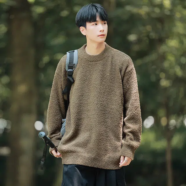 棉基因 清新森系亲肤舒适肌理感毛线衣厚实内搭休闲运动氛围感职场通勤极简风女装高街美式打底衣松弛感青少年学院风毛衣 男女同款