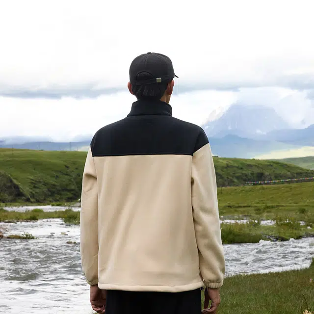 棉基因 冬季拼接撞色摇粒绒优质棉棒球服保暖高个小个子日系男简约潮流夹棉袄子美式高街工装风青少年职场通勤学院风棉衣外套 男女同款