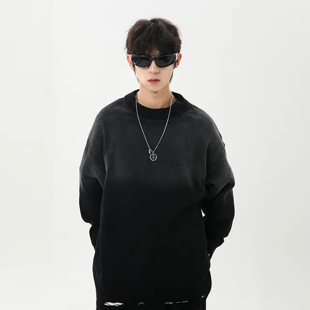 棉基因 渐变破洞针织毛线衣清新森系肌理感厚实内搭休闲运动氛围感职场通勤极简风女装高街美式亲肤打底衣松弛感青少年学院毛衣 男女同款