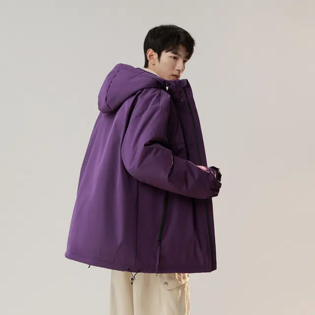 棉基因  纯色宽松连帽 冲锋衣 男女同款