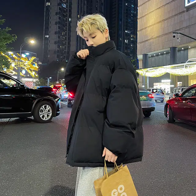 棉基因 纯色保暖高个小个子日系简约潮流美式高街工装风青少年职场通勤学院风棉服 男女同款