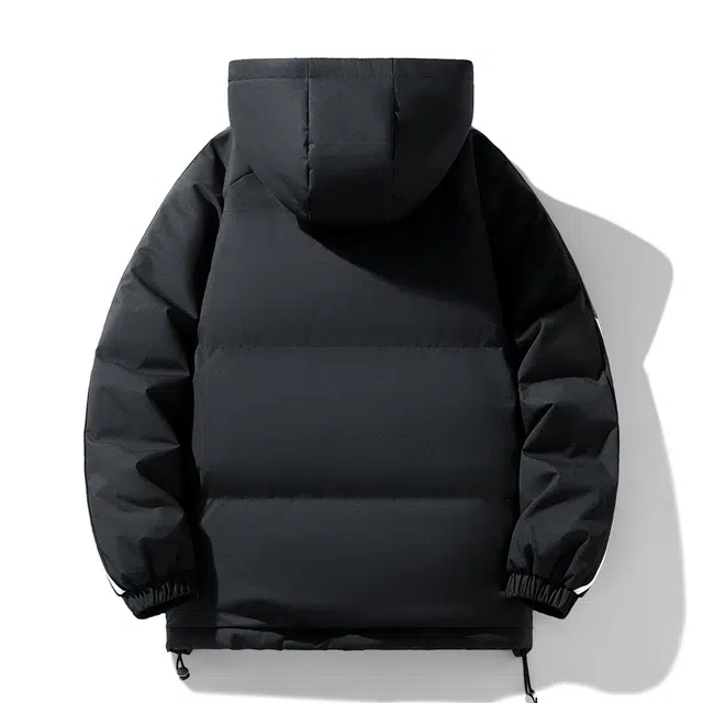 棉基因 冬季连帽纯色侧边条纹撞色优质棉棒球服保暖高个小个子日系男简约潮流夹棉袄子美式高街青少年职场通勤学院风棉衣外套 男女同款