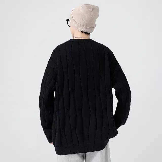 棉基因 扭花粗线麻花毛线衣清新森系肌理感厚实内搭休闲运动氛围感职场通勤极简风女装高街美式亲肤打底衣松弛感青少年学院毛衣 男女同款