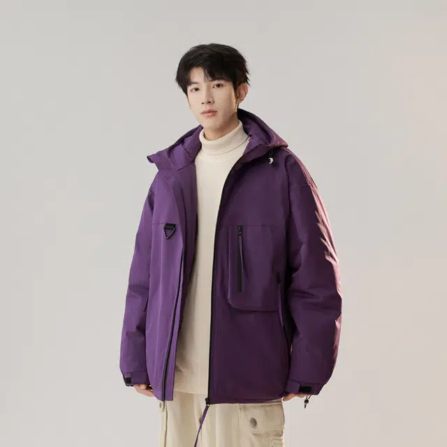 棉基因  纯色宽松连帽 冲锋衣 男女同款