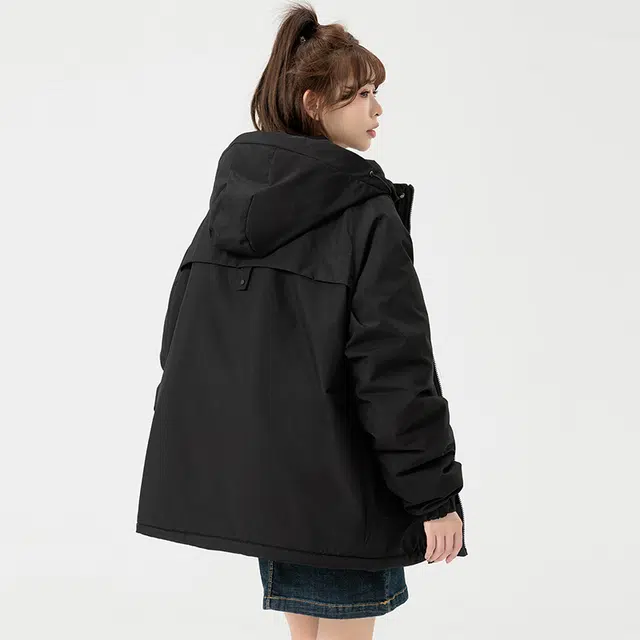 棉基因 冬季纯色多口袋拉链优质棉棒球服保暖高个小个子日系男简约潮流夹棉袄子美式高街工装风青少年职场通勤学院风棉衣外套 男女同款