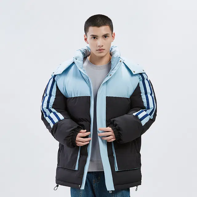 棉基因 冬季撞色拼接侧边条纹优质棉棒球服保暖高个小个子日系男简约潮流夹棉袄子美式高街工装风青少年职场通勤学院风棉衣外套 男女同款