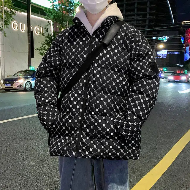 棉基因 冬季满印字母提花老花纯色贴标优质棉棒球服保暖日系男简约潮流夹棉袄子美式高街工装风青少年职场通勤学院棉衣外套 男女同款